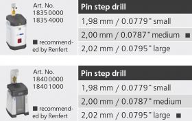 Stepped pin drill bit medium